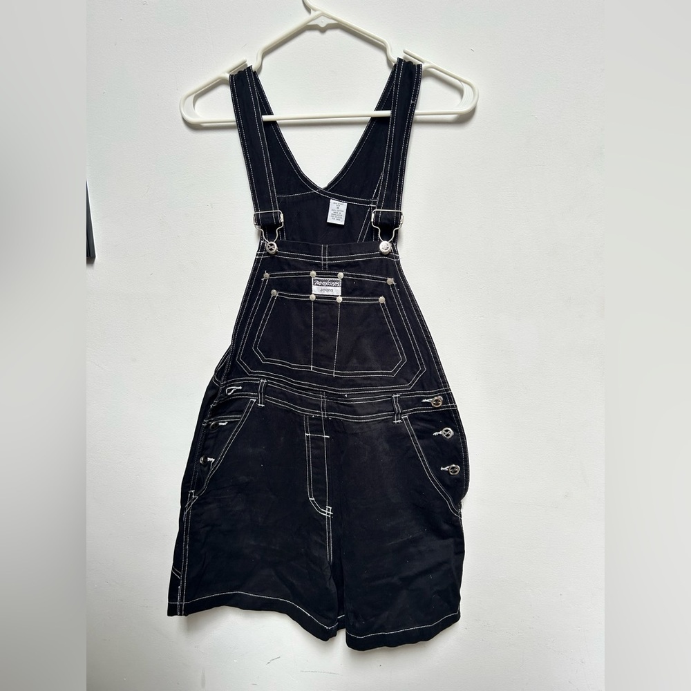 No Excuses Black Denim Women's Overall Shorts